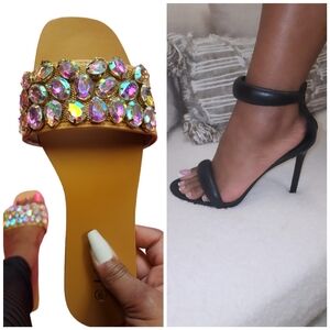 Crystal Slides & Black Heeks (Bundle Deal)